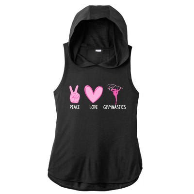 Cool Gymnastics For Gymnast Sports Peace Love Ladies PosiCharge Tri-Blend Wicking Draft Hoodie Tank