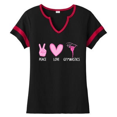 Cool Gymnastics For Gymnast Sports Peace Love Ladies Halftime Notch Neck Tee