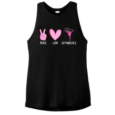 Cool Gymnastics For Gymnast Sports Peace Love Ladies PosiCharge Tri-Blend Wicking Tank