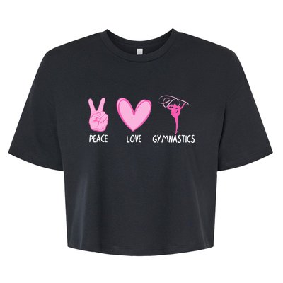 Cool Gymnastics For Gymnast Sports Peace Love Bella+Canvas Jersey Crop Tee