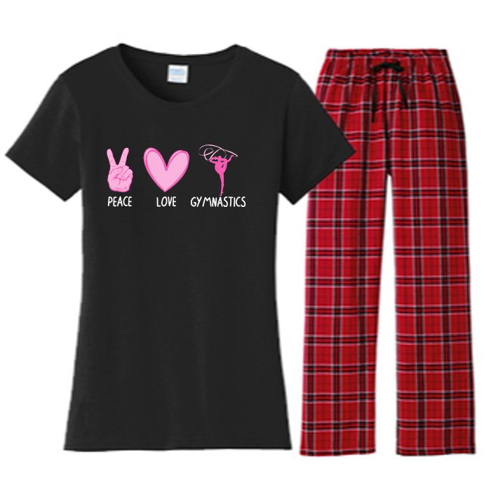 Cool Gymnastics For Gymnast Sports Peace Love Women's Flannel Pajama Set