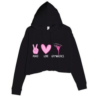 Cool Gymnastics For Gymnast Sports Peace Love Crop Fleece Hoodie