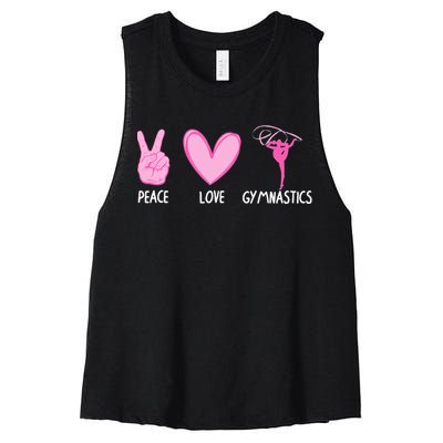 Cool Gymnastics For Gymnast Sports Peace Love Women's Racerback Cropped Tank