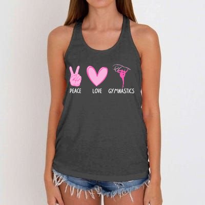 Cool Gymnastics For Gymnast Sports Peace Love Women's Knotted Racerback Tank