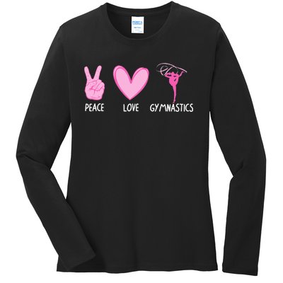 Cool Gymnastics For Gymnast Sports Peace Love Ladies Long Sleeve Shirt