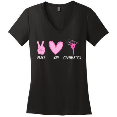 Cool Gymnastics For Gymnast Sports Peace Love Women's V-Neck T-Shirt