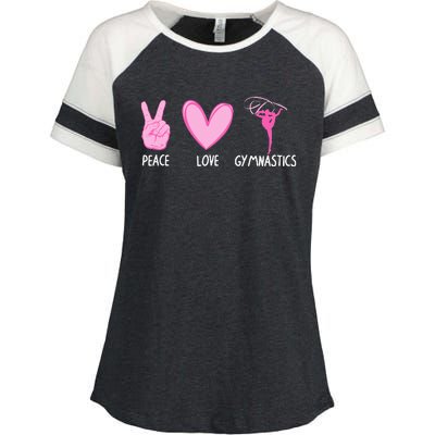 Cool Gymnastics For Gymnast Sports Peace Love Enza Ladies Jersey Colorblock Tee