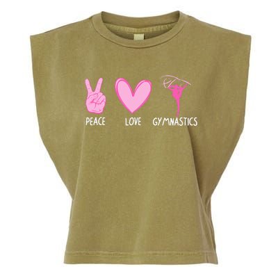 Cool Gymnastics For Gymnast Sports Peace Love Garment-Dyed Women's Muscle Tee