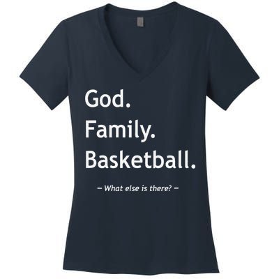 Christian God Family Basketball Jesus Christ Christianity Women's V-Neck T-Shirt