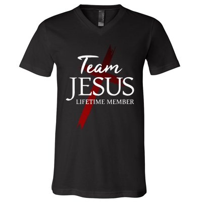 Christian God Faith Lifetime Member Team Jesus V-Neck T-Shirt