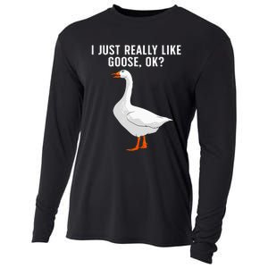 Cute Goose For Men Women Waterfowl Bird Goose Lover Cooling Performance Long Sleeve Crew