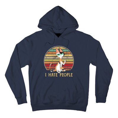 Cat Gifts For Cat Lovers Funny Mid Finger Cat I Hate People Hoodie