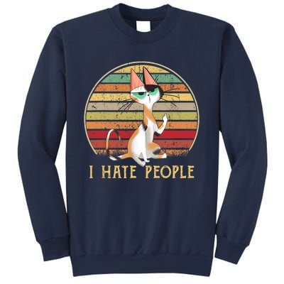 Cat Gifts For Cat Lovers Funny Mid Finger Cat I Hate People Sweatshirt