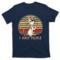 Cat Gifts For Cat Lovers Funny Mid Finger Cat I Hate People T-Shirt