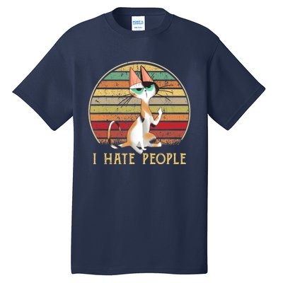 Cat Gifts For Cat Lovers Funny Mid Finger Cat I Hate People Tall T-Shirt