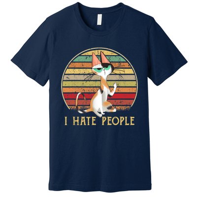 Cat Gifts For Cat Lovers Funny Mid Finger Cat I Hate People Premium T-Shirt