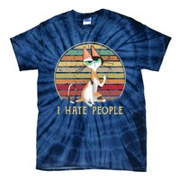 Cat Gifts For Cat Lovers Funny Mid Finger Cat I Hate People Tie-Dye T-Shirt