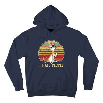 Cat Gifts For Cat Lovers Funny Mid Finger Cat I Hate People Tall Hoodie