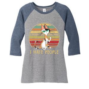 Cat Gifts For Cat Lovers Funny Mid Finger Cat I Hate People Women's Tri-Blend 3/4-Sleeve Raglan Shirt