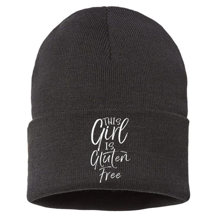 Cute Gluten Free Gift For Women Fun This Girl Is Gluten Free Sustainable Knit Beanie