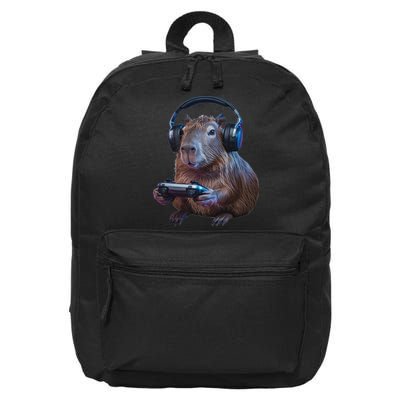 Capybara Gaming Funny Gamer Capybara Design Classic 16 in Basic Backpack