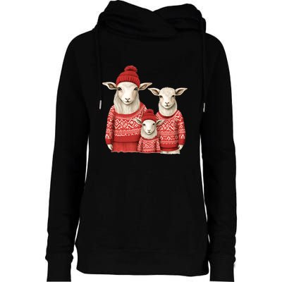 Christmas Goat Family Matching Outfit Womens Funnel Neck Pullover Hood