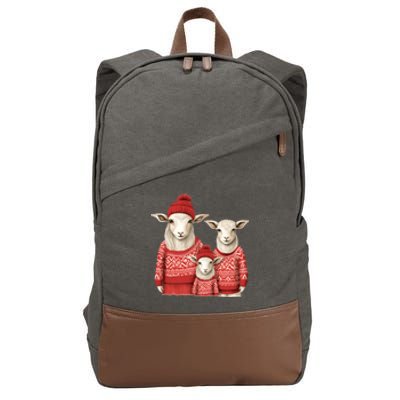 Christmas Goat Family Matching Outfit Cotton Canvas Backpack