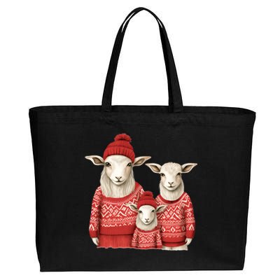 Christmas Goat Family Matching Outfit Cotton Canvas Jumbo Tote