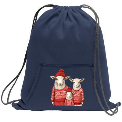 Christmas Goat Family Matching Outfit Sweatshirt Cinch Pack Bag