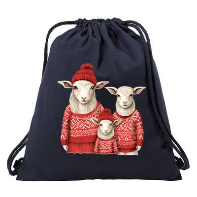 Christmas Goat Family Matching Outfit Drawstring Bag