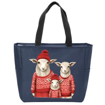 Christmas Goat Family Matching Outfit Zip Tote Bag