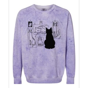 Cat Gallery Funny Cat Drawing Art Artist Artistic Cat Lovers Colorblast Crewneck Sweatshirt