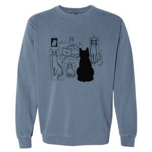 Cat Gallery Funny Cat Drawing Art Artist Artistic Cat Lovers Garment-Dyed Sweatshirt