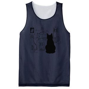 Cat Gallery Funny Cat Drawing Art Artist Artistic Cat Lovers Mesh Reversible Basketball Jersey Tank