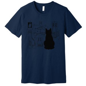 Cat Gallery Funny Cat Drawing Art Artist Artistic Cat Lovers Premium T-Shirt