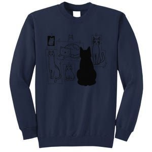 Cat Gallery Funny Cat Drawing Art Artist Artistic Cat Lovers Tall Sweatshirt