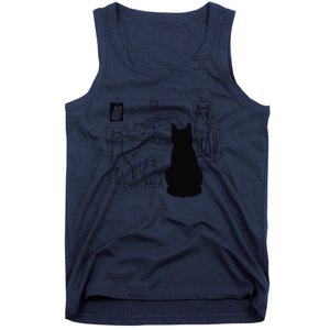 Cat Gallery Funny Cat Drawing Art Artist Artistic Cat Lovers Tank Top