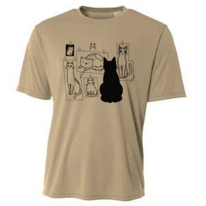 Cat Gallery Funny Cat Drawing Art Artist Artistic Cat Lovers Cooling Performance Crew T-Shirt