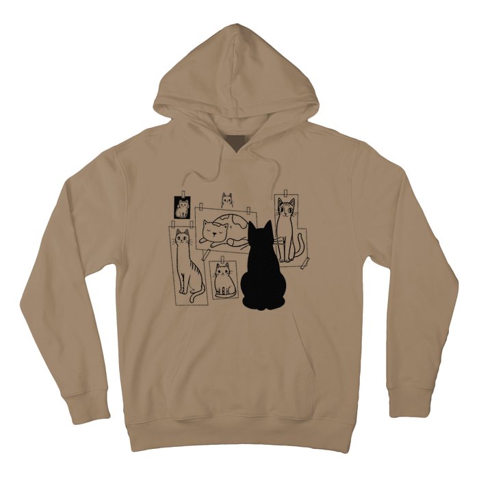 Cat Gallery Funny Cat Drawing Art Artist Artistic Cat Lovers Hoodie