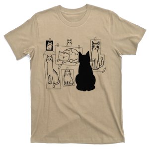 Cat Gallery Funny Cat Drawing Art Artist Artistic Cat Lovers T-Shirt