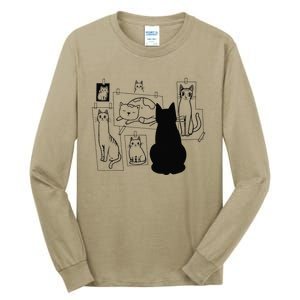 Cat Gallery Funny Cat Drawing Art Artist Artistic Cat Lovers Tall Long Sleeve T-Shirt