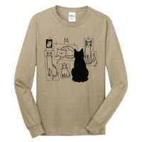 Cat Gallery Funny Cat Drawing Art Artist Artistic Cat Lovers Tall Long Sleeve T-Shirt