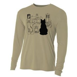 Cat Gallery Funny Cat Drawing Art Artist Artistic Cat Lovers Cooling Performance Long Sleeve Crew