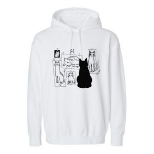 Cat Gallery Funny Cat Drawing Art Artist Artistic Cat Lovers Garment-Dyed Fleece Hoodie