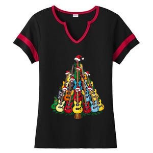 Christmas Guitar For Music Loversand Ladies Halftime Notch Neck Tee