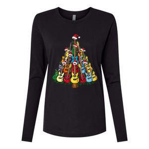 Christmas Guitar For Music Loversand Womens Cotton Relaxed Long Sleeve T-Shirt