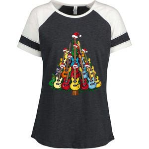 Christmas Guitar For Music Loversand Enza Ladies Jersey Colorblock Tee