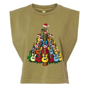 Christmas Guitar For Music Loversand Garment-Dyed Women's Muscle Tee