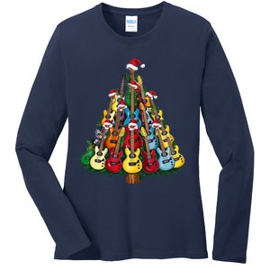 Christmas Guitar For Music Loversand Ladies Long Sleeve Shirt