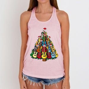 Christmas Guitar For Music Loversand Women's Knotted Racerback Tank